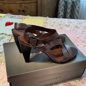 Franco Sarto Metallic Taupe Strappy Heels